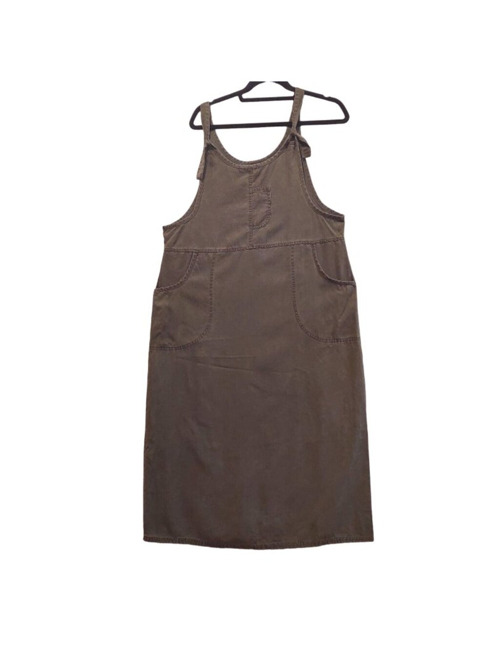 Valerie Stevens Maxi Dress Womens PL Lagan look Charcoal Gray Pinafore Bib flowy